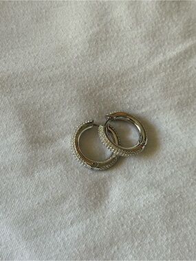 Swarovski Silver Pave Hoop Earrings - Sparkling Small Huggie Hoops